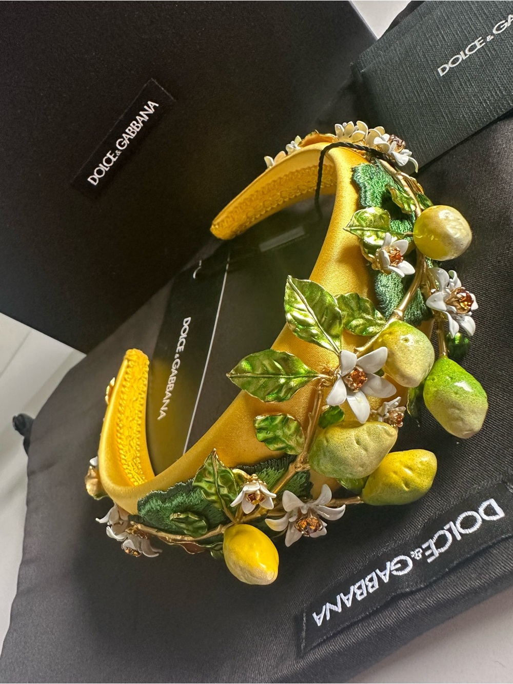 Dolce & Gabbana Sicily Lemon Embellished Headband Tiara NWT Full Set Runway